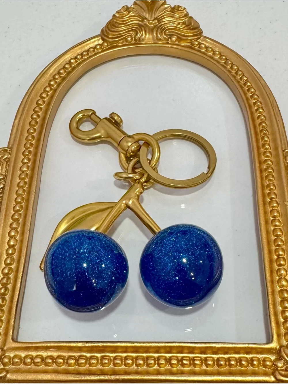 New Blue Metal Cherries w/ Gold Hardware